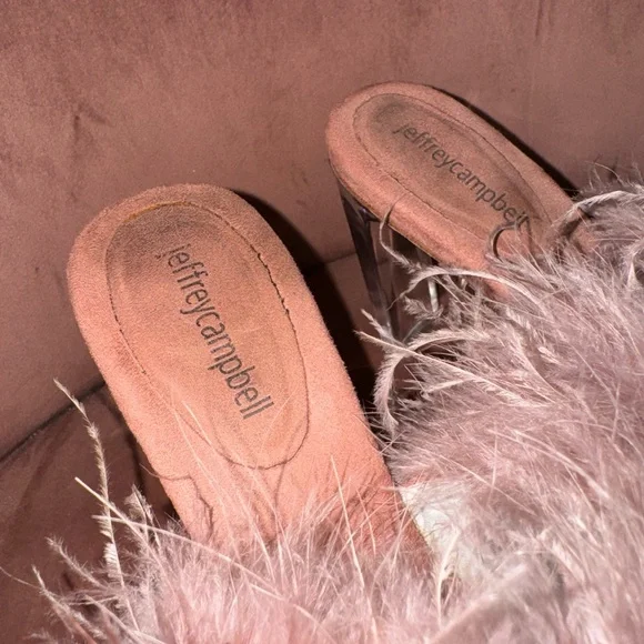 Jeffrey Campbell Pink Daisy Boa Feathered Heels - Picture 6 of 8